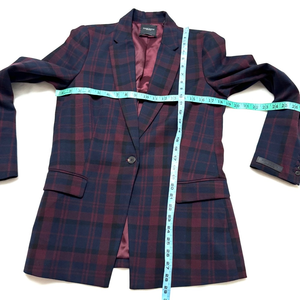 NWOT Scotch & Soda Navy and Burgundy Plaid Blazer - Size M - Picture 4 of 14